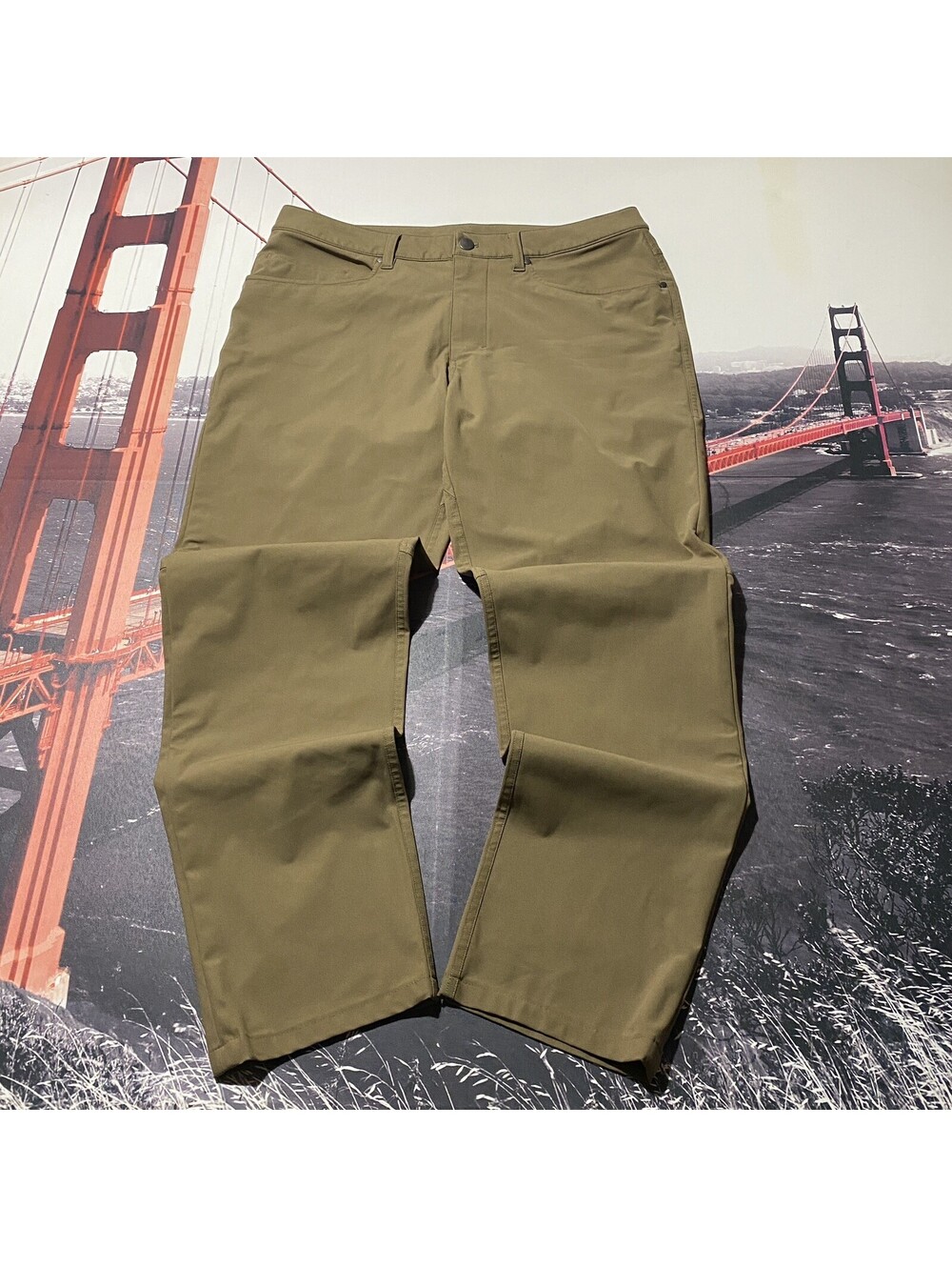 Lululemon ABC Pant Classic Tan Khaki Warpstreme 5 Pocket Mens 33x30 Straight Leg